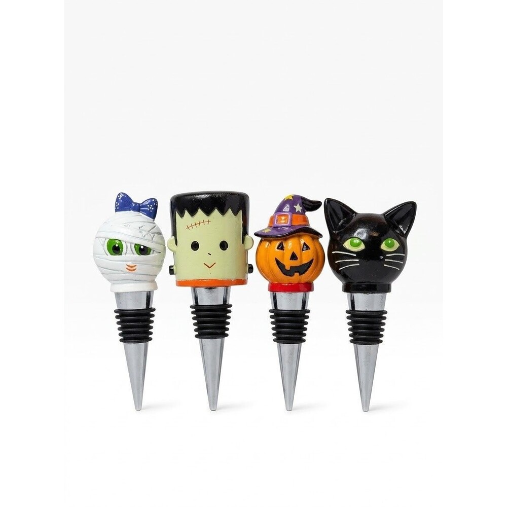 NIB Temp-tations by Tara Halloween Wine Bottle Stoppers Set 4 Characters Box
